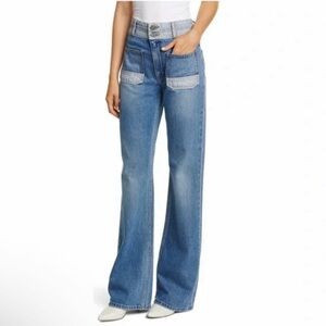 Joie Gabriel Two Tone High Waist Wide Leg Jeans Size 32